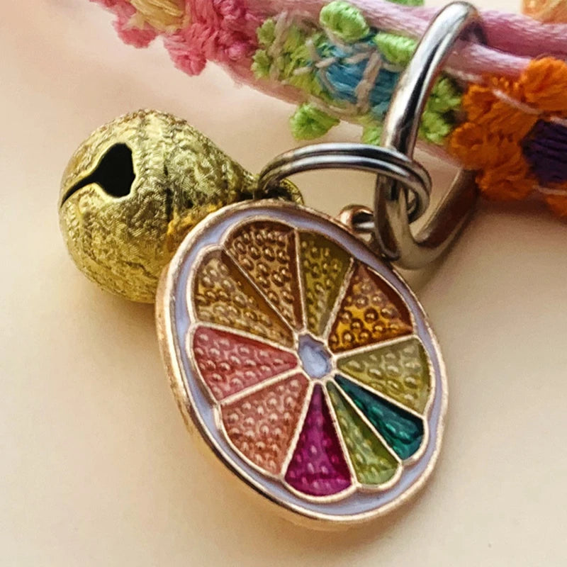 Pet Collar With Bell Cartoon Footprint Colorful Dog Puppy Kitten Collar Adjustable Safety Bell Ring Necklace Pet Accessories