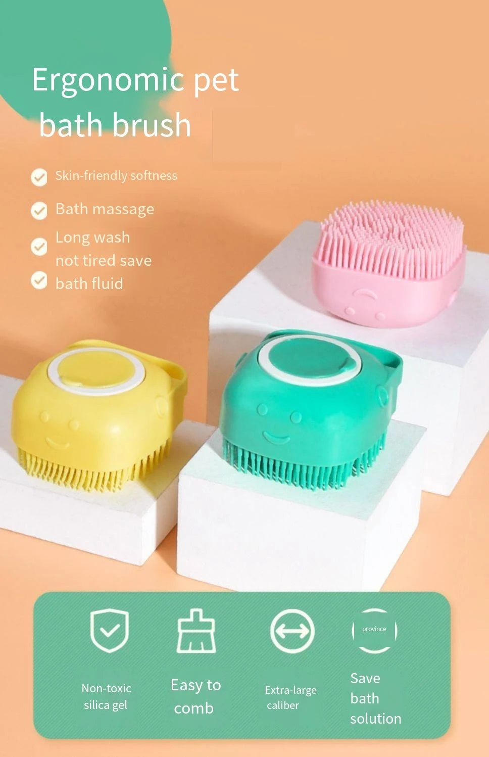 Pet Bathing Brush Soft Silicone Massager Shower Gel Bathing Brush Clean Tools Comb Gloves Dog Cat Grooming Supplies Accessories