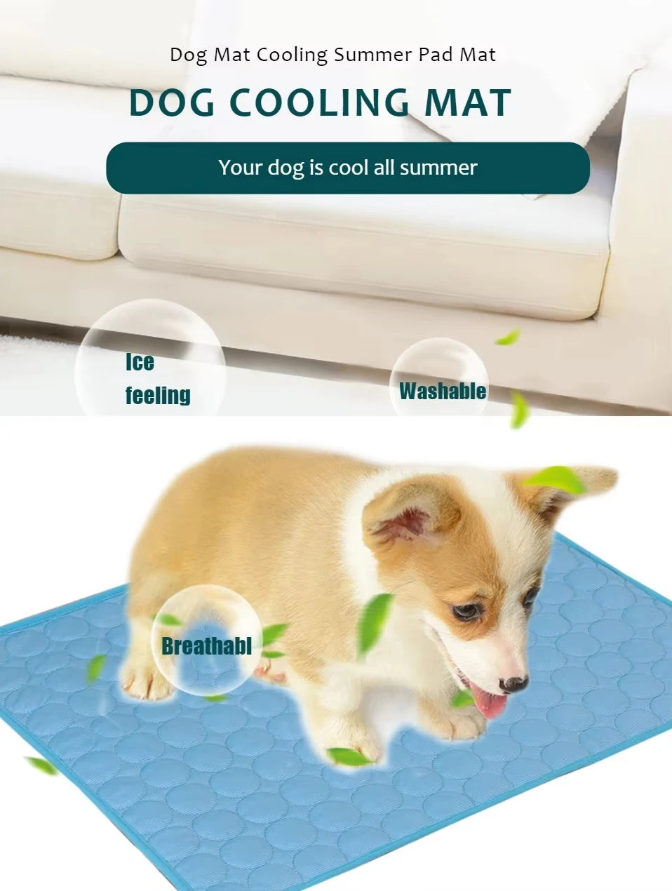 Pet Summer Cooling Ice Mat Breathable Washable Durable Rest Sofa Pad For Small Medium Large Dogs Cats Indoor Outdoor Vehicle Use
