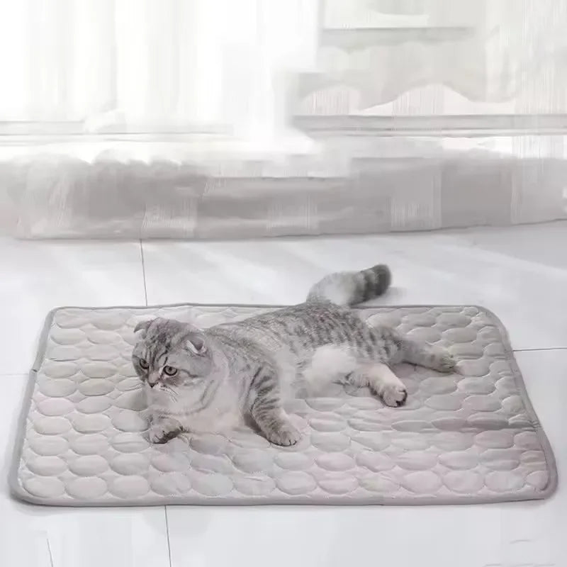 Pet Cool Pad Summer Dog Sleeping Mat Breathable Ice Silk Washable Pet Bed Durable Dog Cat Cushion Outdoor Terraces Cool Pad