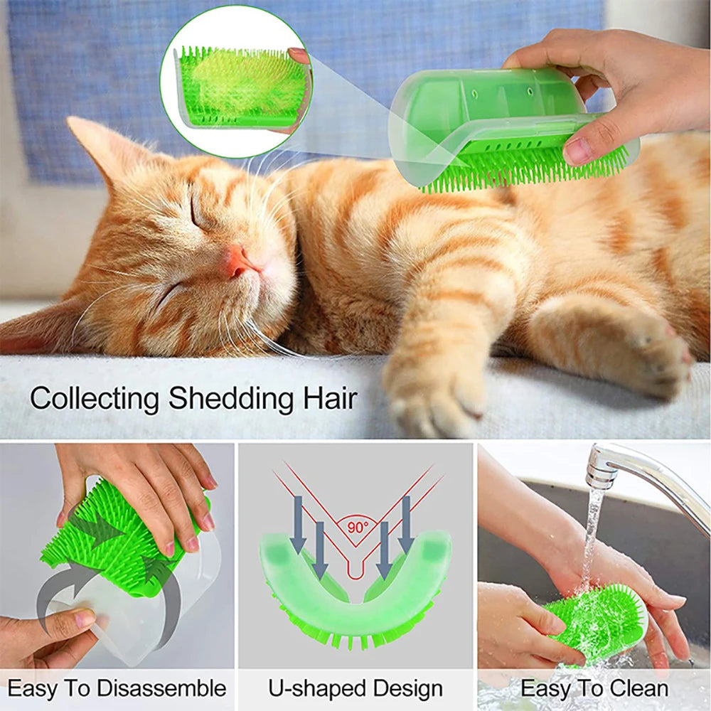 Massage Pet Cat Brush Corner Scrape Hair Removal Beauty Clean Corner Brush Removable Scratcher Comb for Kitten Cat